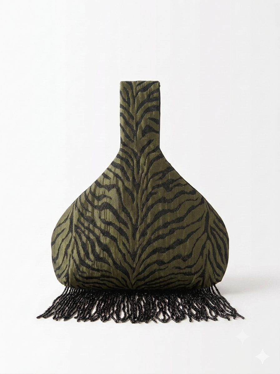 Zebra Silk Beaded in Noir