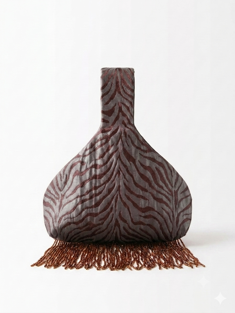 Zebra Silk Beaded in Truffle